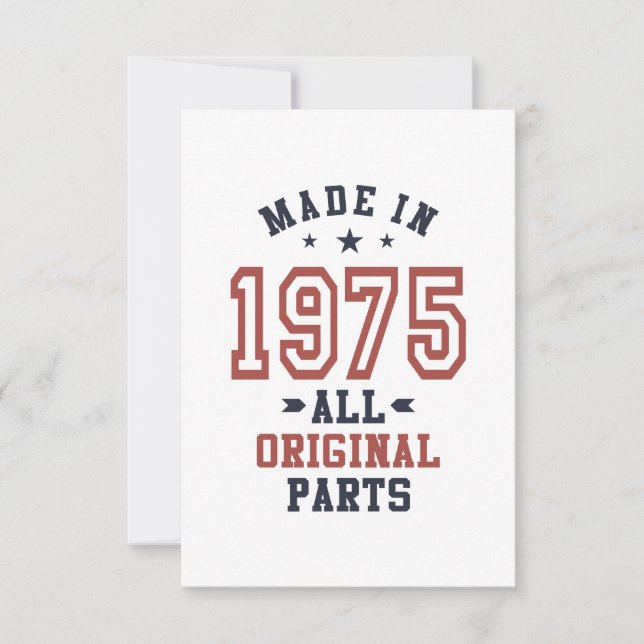 Cartão RSVP Nascer em 1975 Aniversário (Frente)