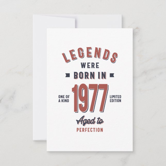 Cartão RSVP Nascer em 1977 Aniversário (Frente)