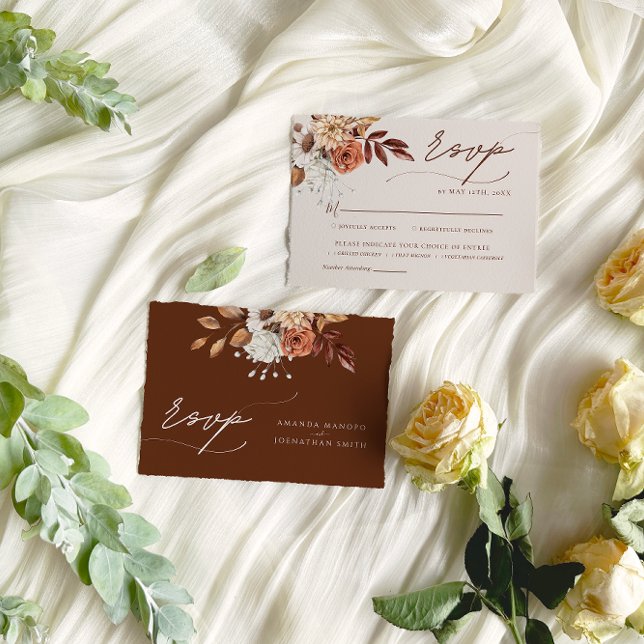 Cartão RSVP Nature Autumn Watercolor Wedding (Criador carregado)