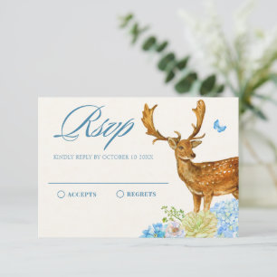 Cartão RSVP Natureza animal selvagem da floresta floral azul