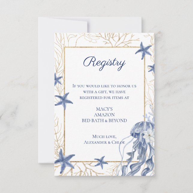 Cartão RSVP Nautical QR Code Wedding Registry Card (Frente)