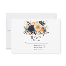 Navy Blue, Burnt Orange & Champagne Floral Wedding