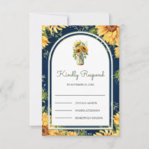 Navy Blue Wood Sunflowers Mason Jar Arch Wedding