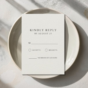 Cartão RSVP Negra Minimalista Moderna e Casamento Ecru