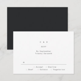Cartão RSVP Negra sobre Casamento Simples Moderno Negro