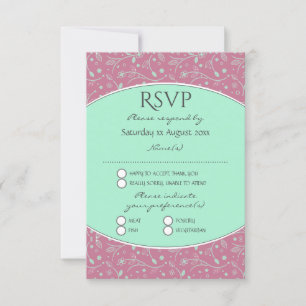 Cartão RSVP NEO MINT ROSA DESBOTADO Floral Moderno Elegante