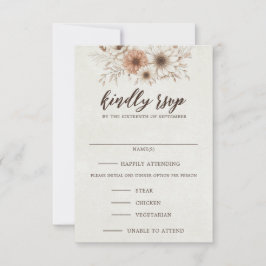 Cartão RSVP Neutral Boho Floral Wedding