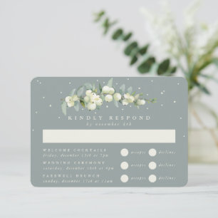 Cartão RSVP Neve de Espuma de Mar + Eucalipto Casamento Multi-