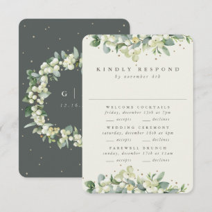 Cartão RSVP Neve Verde + Eucalipto Casamento Multi-Evento