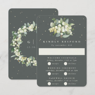 Cartão RSVP Neve Verde + Eucalipto Casamento Multi-Evento