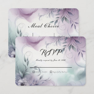 Cartão RSVP Névoa de Lavanda e Murmúrios de Aquarela Casamento