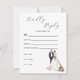 Cartão RSVP Newlyweds De Aquarela