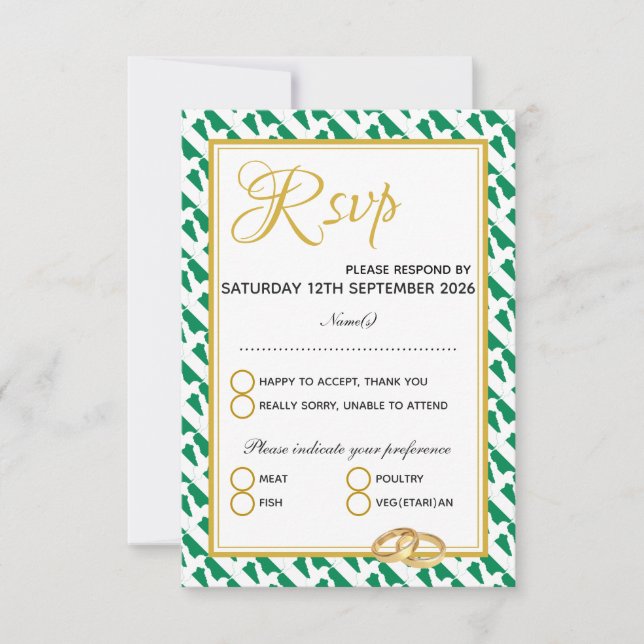 Cartão RSVP NIGERIA - Escritura Cristã Naija Casamento (Frente)