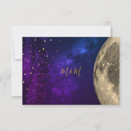 Cartão RSVP Night Celestial Sky Moon Purple Dourado Monograma