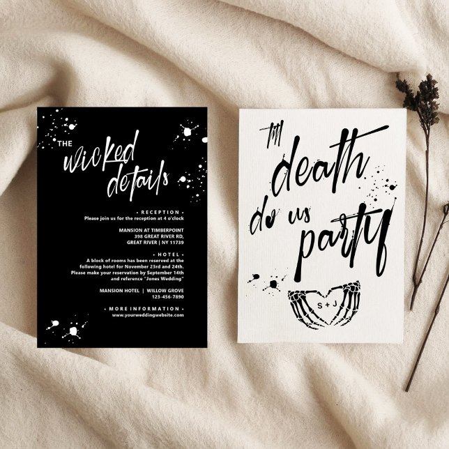 Cartão RSVP Noite de Halloween do Casamento da Ala Viva (Criador carregado)