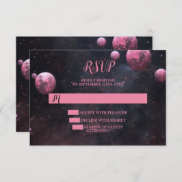 Cartão RSVP Noite Escura da Lua Vermelha Rosa do Partido das H