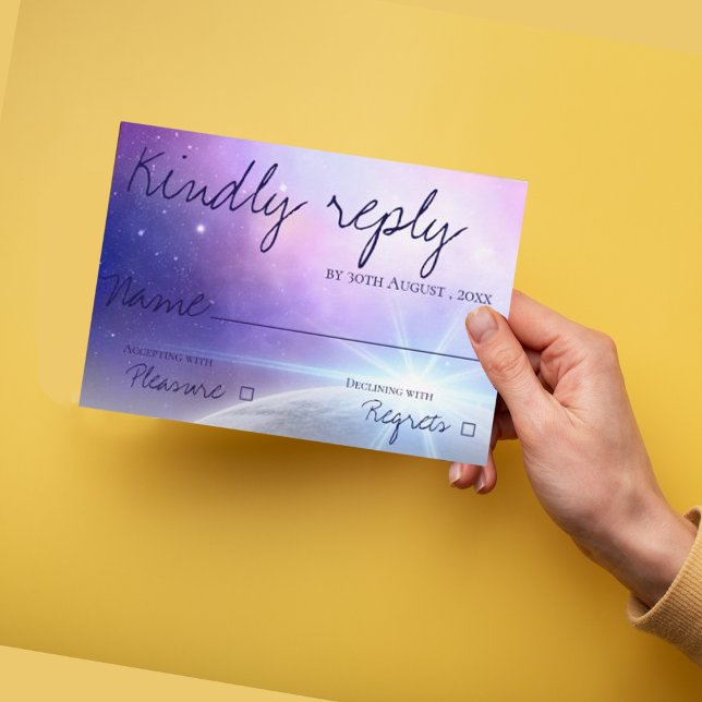 Cartão RSVP Noite Estelar Sob O Casamento De Estrelas Legantes (Criador carregado)