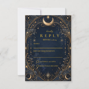 Cartão RSVP Noites Estreladas Celestiais de Casamento