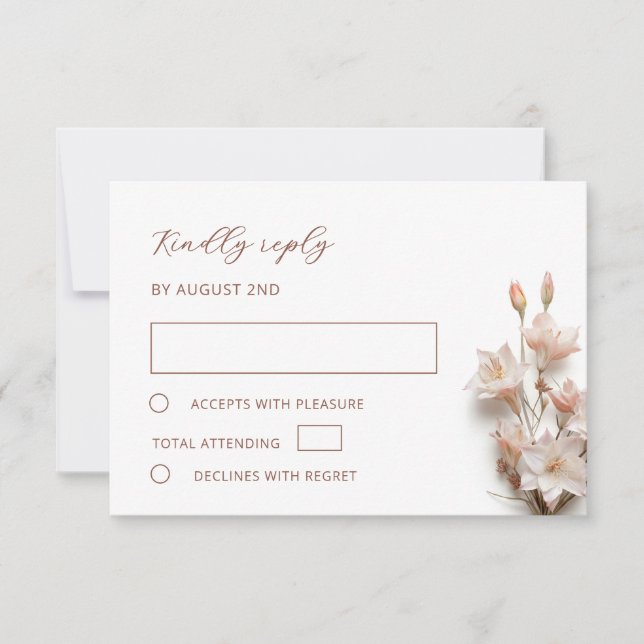 Cartão RSVP Noiva 3D Boho Flores Casamento (Frente)