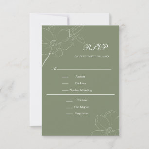 Cartão RSVP Noiva Botânica Floral Branca Boho Verde Salvia Cas