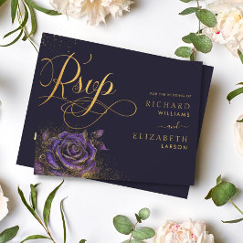 Cartão RSVP Noiva de Glitter Rosa Gótico Escuro