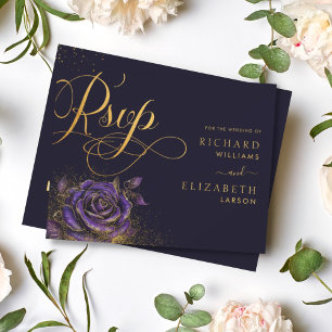 Cartão RSVP Noiva de Glitter Rosa Gótico Escuro