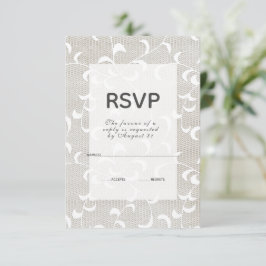Cartão RSVP Noiva de Renda e Marfim