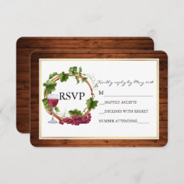 Cartão RSVP Noiva de Videiras de Uva em Aquarela Rústica em Ma