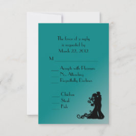 Cartão RSVP Noiva e Casamento Azul de Teal