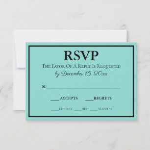 Cartão RSVP Noiva e Suite Moderno de Casamento Azul