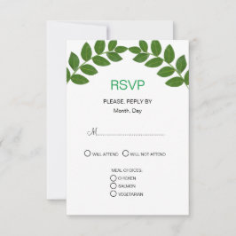 Cartão RSVP Noiva Folhas de Louro Verde