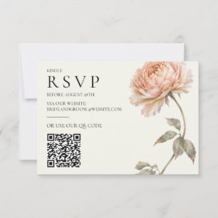 Cartão RSVP Noiva Moderna Horizontal de Peônia em Pêssego Eleg