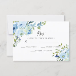 Cartão RSVP Noivado de Casamento de Cor de Água Floral do Sky