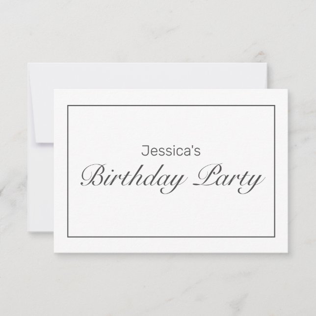 Cartão RSVP Noivado Negro Mínimo Moderno (Frente)