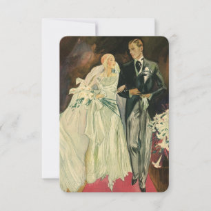 Cartão RSVP Noivos Recém-Casados Casamento Art Déco Vintage