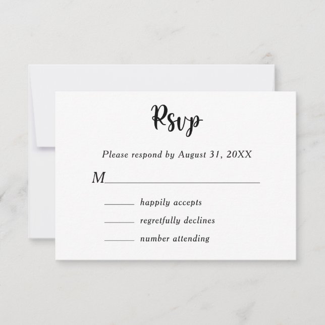 Cartão RSVP Nome do Casal do Monograma Botânico Floral Branco  (Frente)