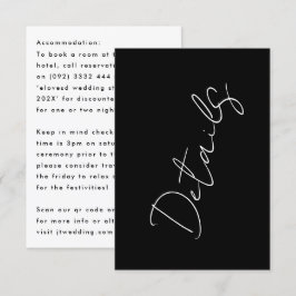 Cartão RSVP Nomes Personalizados Alojamento de Detalhes Pretos