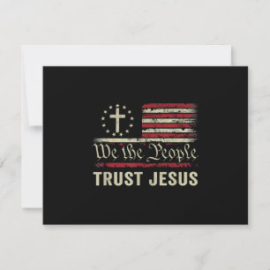 Cartão RSVP Nós, as Pessoas, confiamos em Jesus - EUA, bandeir