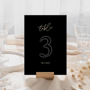 Cartão RSVP Número da Mesa Moderno Preto Dourado 3 Minimalista