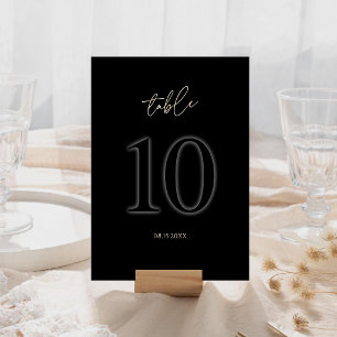 Cartão RSVP Número da Mesa Preto Dourado Moderno 10 Minimali