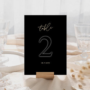 Cartão RSVP Número da Mesa Preto Dourado Moderno 2 Luxo Minima