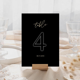Cartão RSVP Número da Mesa Preto Dourado Moderno 4 Luxo Minima