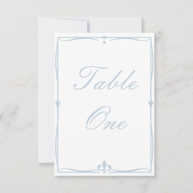Cartão RSVP Número da Tabela Azul Dusty (Frente)