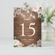 Número da Tabela Floral de Casamento Rustic Mason 