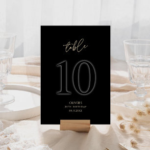 Cartão RSVP Número de Mesa 10 para 30º Aniversário Preto e Dou
