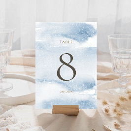 Cartão RSVP Número de Mesa Batismo Menino Aquarela Azul