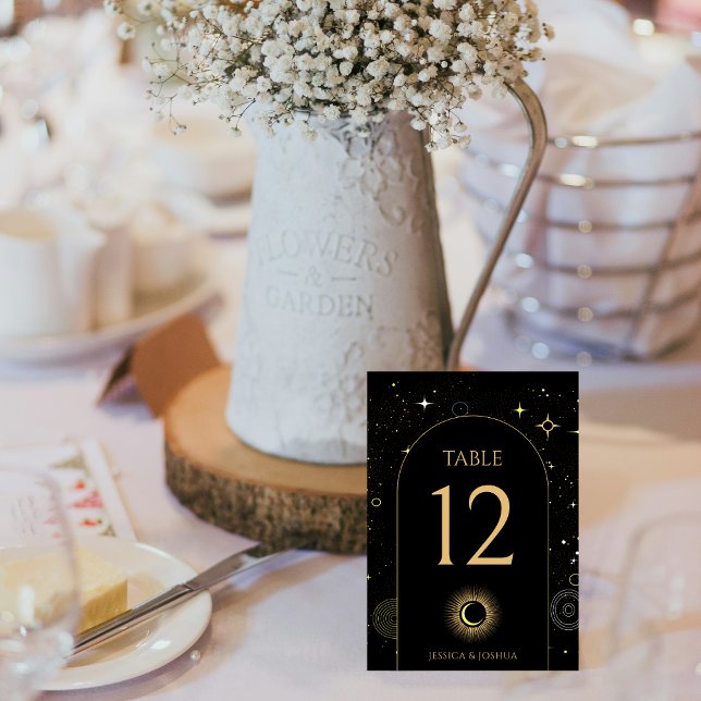 Cartão RSVP Número de Tabela Astrológica do Arco Preto Celesti (Criador carregado)