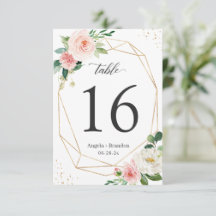 Número de Tabela de Casamento Floral de Blush Geom