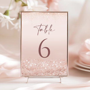 Cartão RSVP Números de Mesa Aniversário 18 Anos Glitter Rosa D