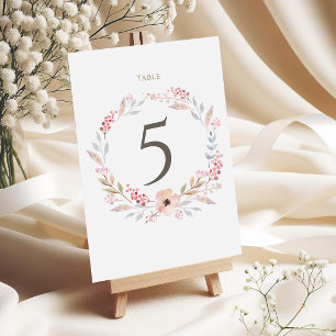 Cartão RSVP Números de Mesa Batismo Menina Floral Rosa Corado